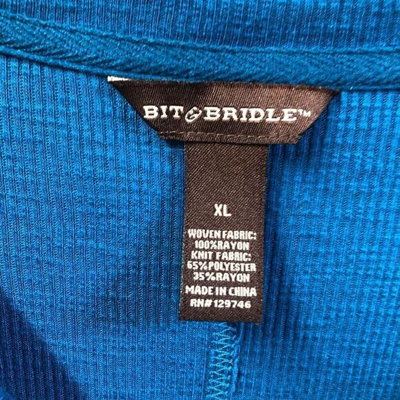 Bit & Bridle Size Extra Large (XL) Bright Turquoise Southwestern Pattern Shirt - Picture 4 of 4
